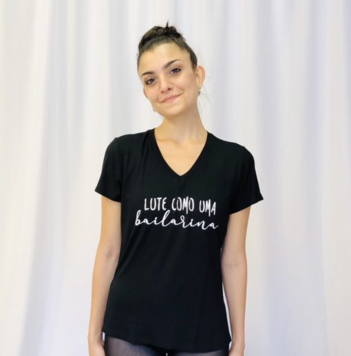 T-shirt gola V lute como uma Bailarina