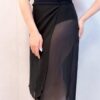 Saia longa de crepe SD1080 preto